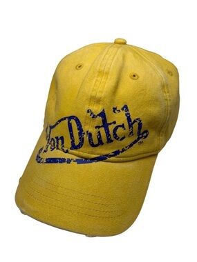 Von Dutch Yellow Cap with Distressed Navy Logo